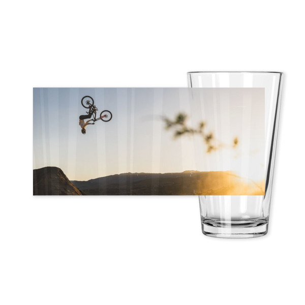 Freeride Mountain Biking Pint Glass - Dj Brandt Backflip