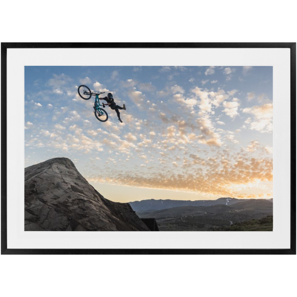 Framed Freeride Mountain Biking Print - Sunset Indian Air