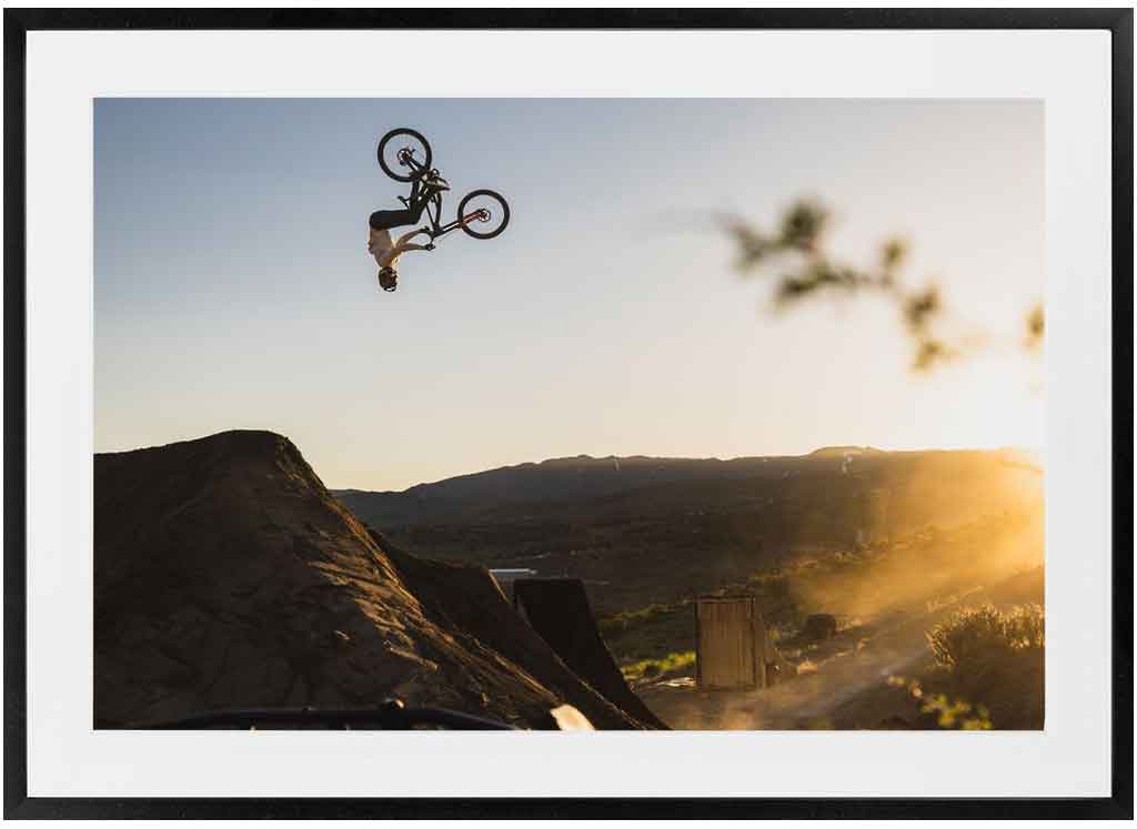 Pro freeride mountain biker, DJ Brandt, throws a massive backflip at the Cam Zink Invitational in Reno, NV. Photo by Ryan Cleek