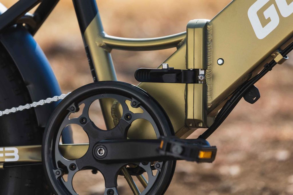  detailed electric bike photography showcasing components and build quality of GoTrax F3 folding frame. 