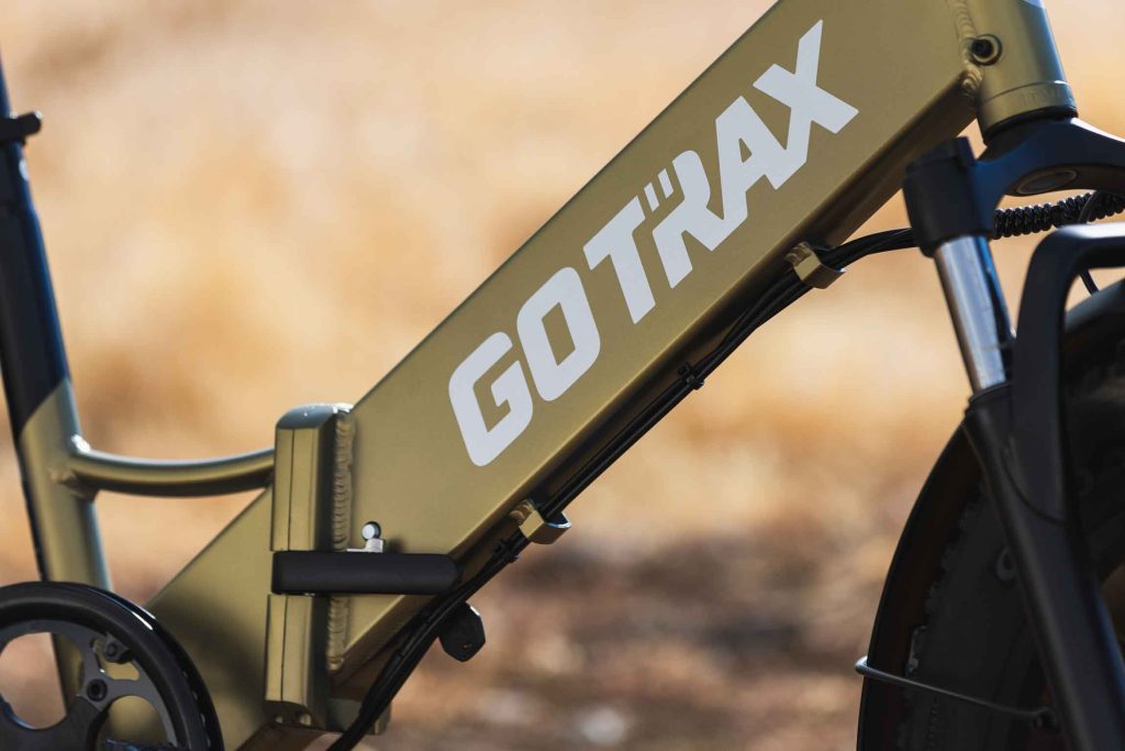  detailed electric bike photography showcasing components and build quality of GoTrax F3 durable aluminum frame.