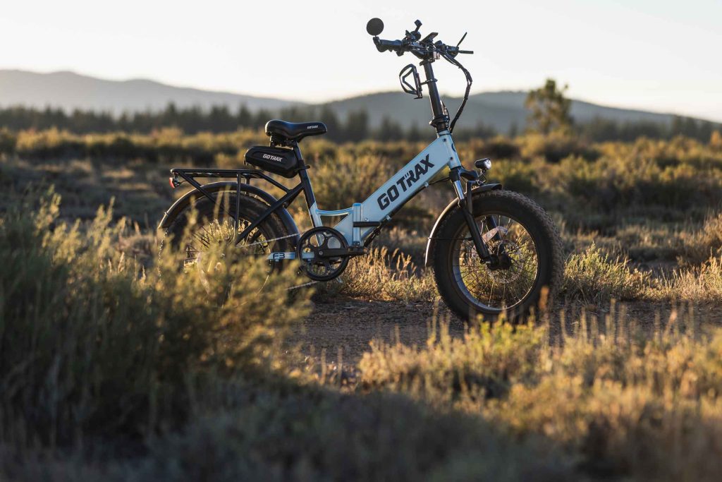  detailed electric bike photography showcasing components and build quality of blue GoTrax F3 frame frame e-bike
