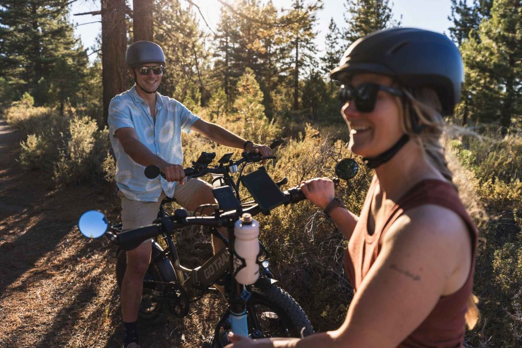 electric bike lifestyle photography showing GoTrax F3 used in real-world riding environments